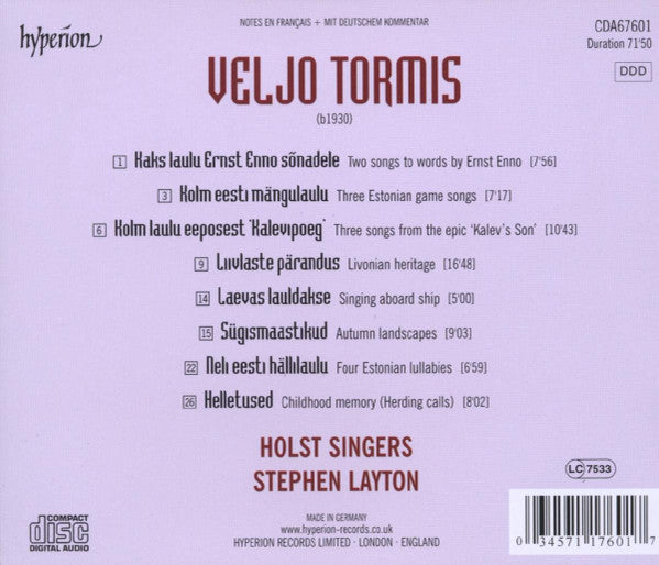Tormis* / Holst Singers*, Stephen Layton : Choral Music (CD, Album)