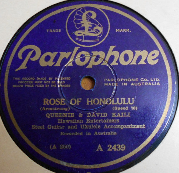 Queenie Kaili & David Kaili : Breeze / Rose Of Honolulu (Shellac, 10")