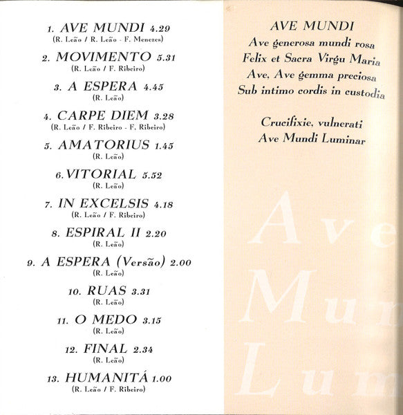 Rodrigo Leão & Vox Ensemble : Ave Mundi Luminar (CD, Album)