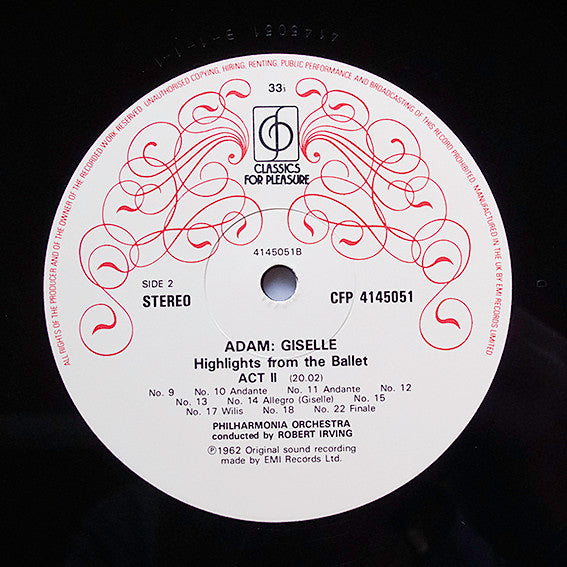 Adam*, Philharmonia Orchestra, Robert Irving (2) : Giselle - Highlights From The Ballet (LP, Album, RE, RM)