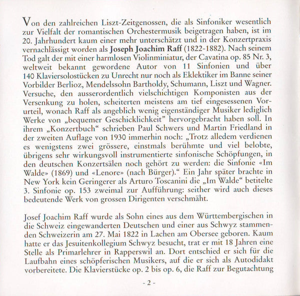 Joseph Joachim Raff, Bamberger Symphoniker, Hans Stadlmair : Symphony No. 5 «Lenore» • Suite No. 1 For Orchestra, Op. 101 (CD, Album)