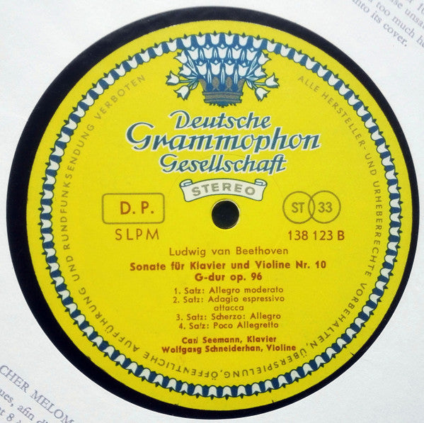 Ludwig Van Beethoven, Carl Seemann, Wolfgang Schneiderhan : Violinsonaten C-Moll Op.30 Nr.2 - G-Dur Op.96 (LP, Red)
