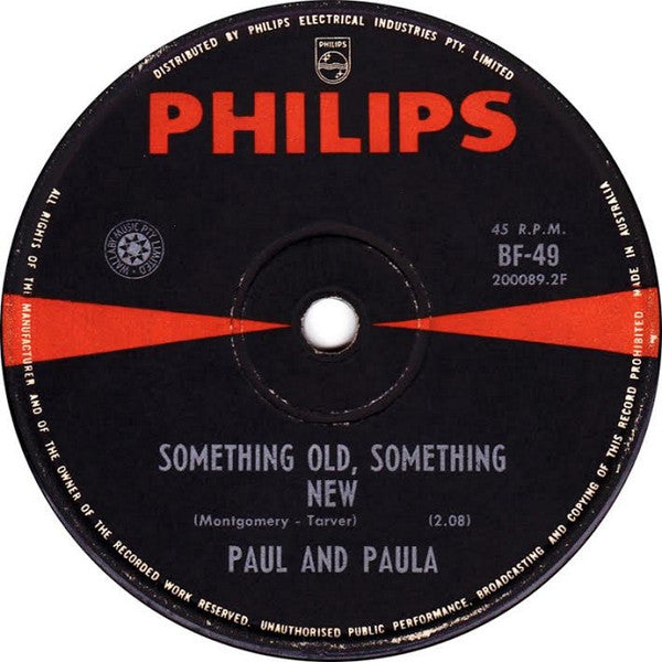 Paul & Paula : Flipped Over You / Something Old, Something New (7", Single, RE, RP)
