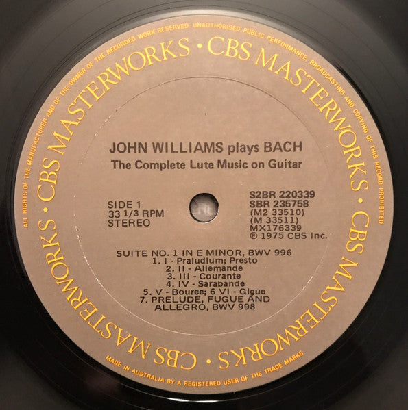 John Williams (7) Plays Johann Sebastian Bach : The Complete Lute Music On Guitar (2xLP)