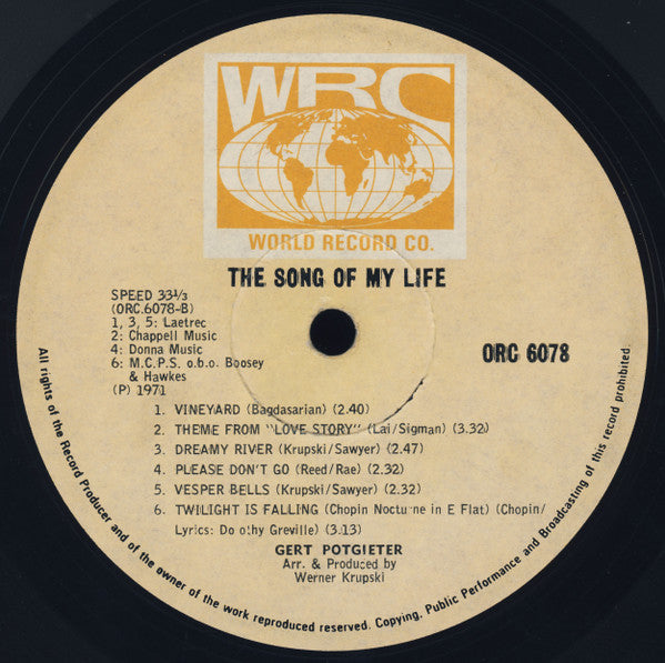 Gert Potgieter : The Song Of My Life (LP, Album)