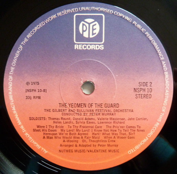 Gilbert & Sullivan, Donald Adams, John Cartier, Helen Landis, Thomas Round, Lawrence Richard, Gilbert And Sullivan Festival Chorus And Orchestra, Peter Murray (13) : Highlights From The Yeoman Of The Guard (LP, Album)