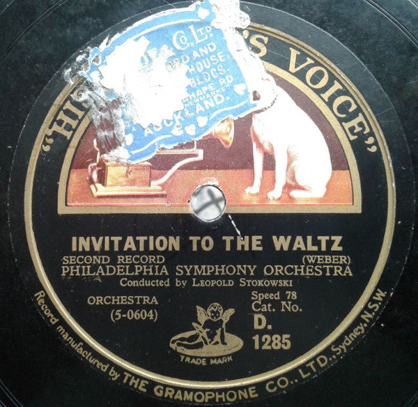 The Philadelphia Orchestra Conducted By Leopold Stokowski : Invitation To The Waltz (Shellac, 12")