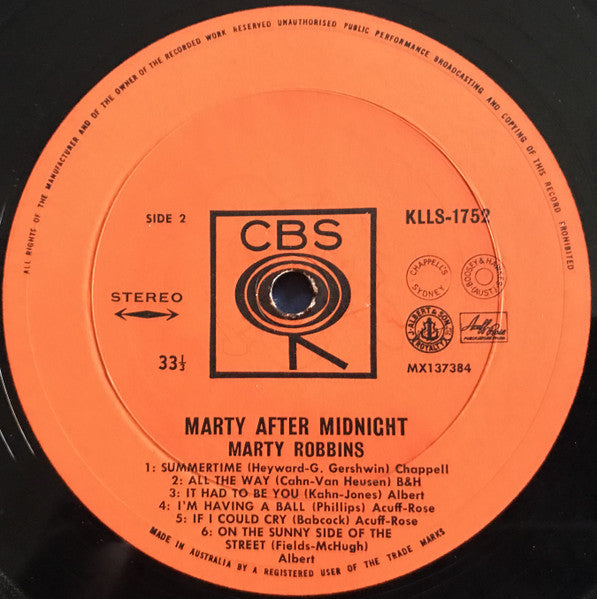Marty Robbins : Marty After Midnight (LP, Album)