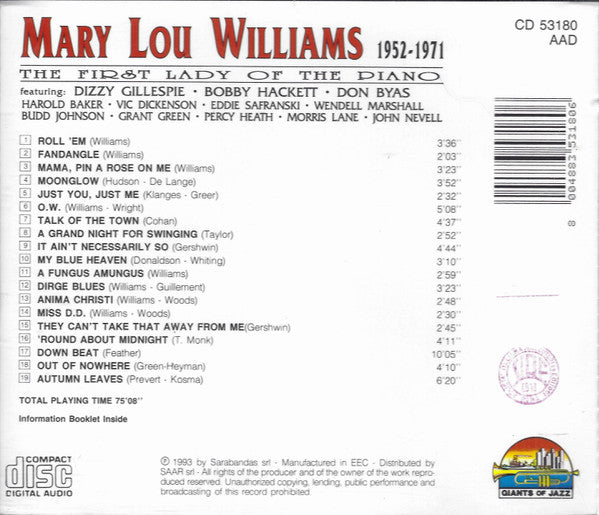 Mary Lou Williams : The First Lady Of The Piano 1952-1971 (CD, Comp)