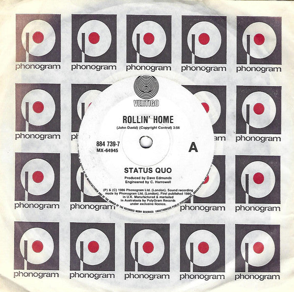 Status Quo : Rollin' Home (7", Single)