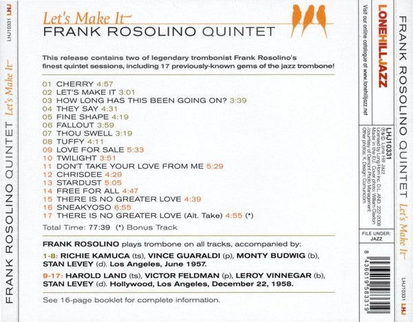 Frank Rosolino Quintet : Let's Make It (CD, Comp)