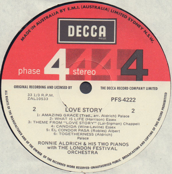 Ronnie Aldrich And His Two Pianos : Love Story (LP, Album)