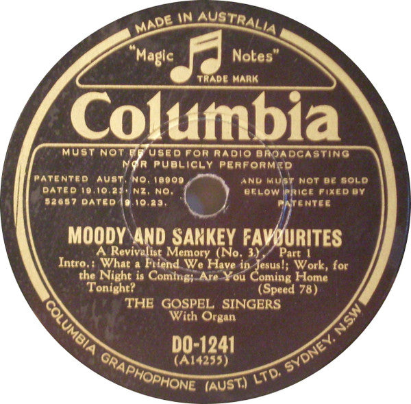 The Gospel Singers : Moody And Sankey Favourites (Shellac, 10")