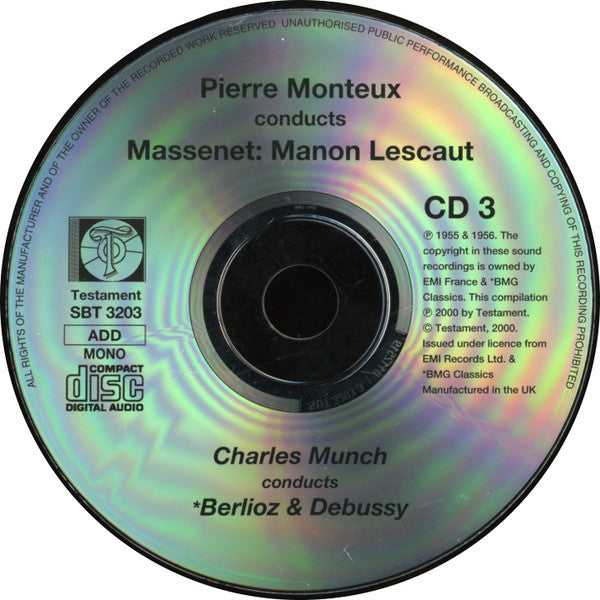 Victoria De Los Angeles, Henri Legay, Massenet*, Debussy*, Berlioz*, Pierre Monteux, Charles Munch : Manon / La Demoiselle Élue / Les Nuits D'Été (3xCD, Comp, Mono, RM)