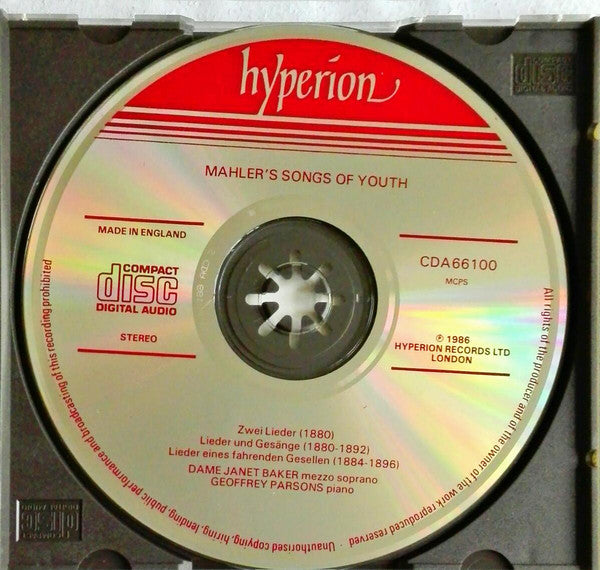 Mahler* - Dame Janet Baker*, Geoffrey Parsons (2) : Mahler's Songs Of Youth (CD, RE)