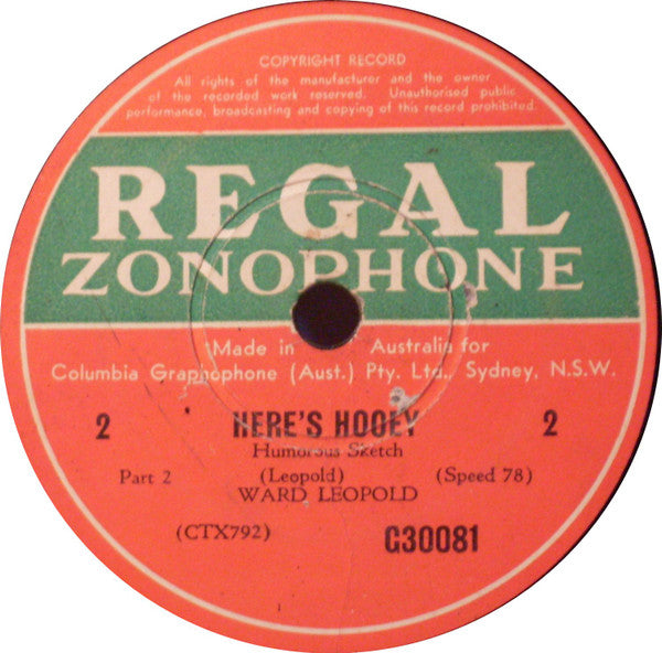 Ward Leopold : Here's Hooey (Shellac, 12")