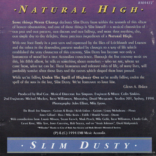 Slim Dusty : Natural High (CD, Album)