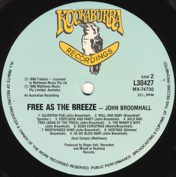 John Broomhall (2) : Free As The Breeze (LP, Album, RE)
