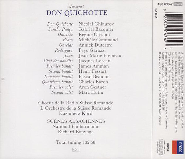 Jules Massenet, Kazimierz Kord, Régine Crespin, Nicolai Ghiaurov, Gabriel Bacquier : Don Quichotte (2xCD + Box)