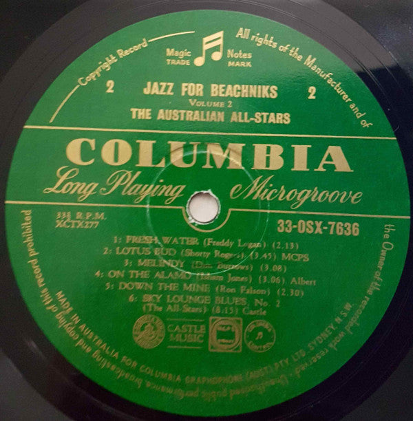 The Australian All-Stars : Jazz For Beach-niks Volume 2 (LP, Album, Mono)
