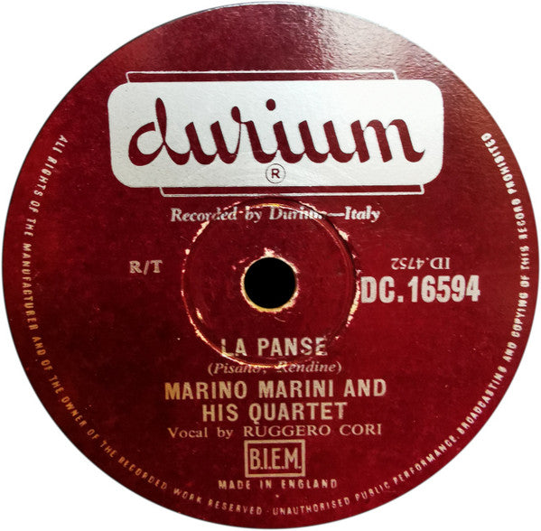 Marino Marini And His Quartet* : Scapricciatiello / La Panse (Shellac, 10")