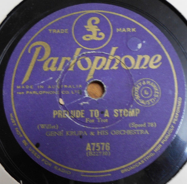 Gene Krupa And His Orchestra : Prelude To A Stomp / Fare Thee Well, Annie Laurie (Shellac, 10")