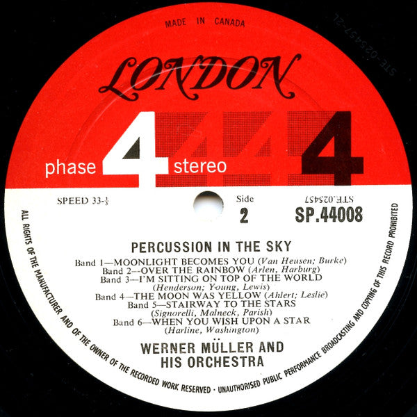 Werner Müller And His Orchestra* : Percussion In The Sky (LP, Album, Gat)