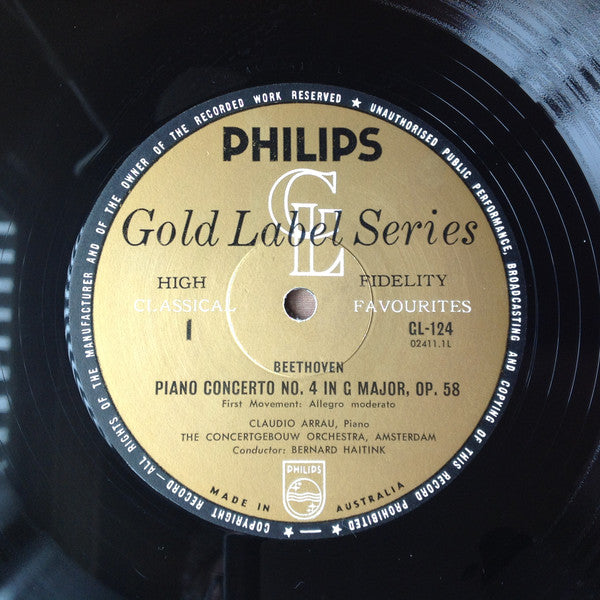 Beethoven* - Claudio Arrau, Concertgebouw Orchestra, Amsterdam*, Bernard Haitink : Piano Concerto No. 4 In G Major, Op. 58 (LP, Mono)
