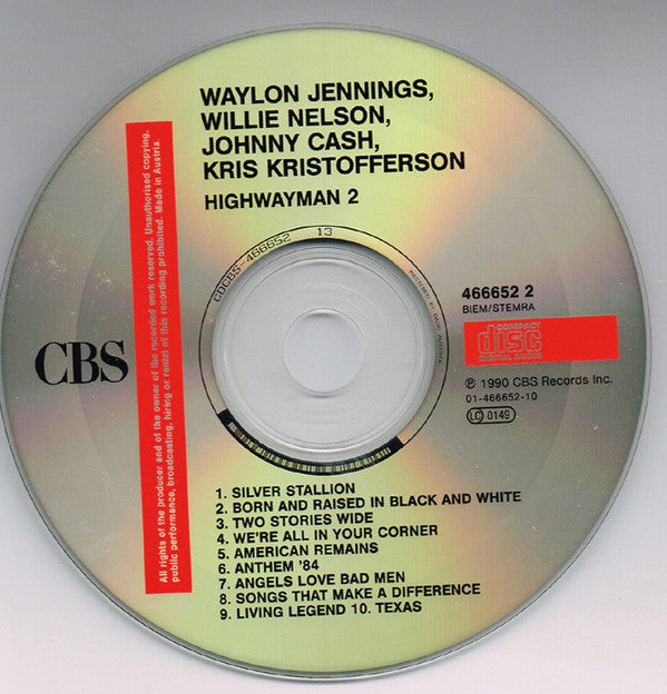 Waylon Jennings, Willie Nelson, Johnny Cash, Kris Kristofferson : Highwayman 2 (CD, Album)
