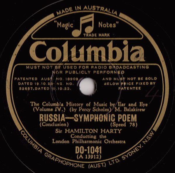 Mily Balakirev, Sir Hamilton Harty, London Philharmonic Orchestra : Russia – Symphonic Poem (2xShellac, 10")