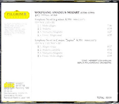 Wolfgang Amadeus Mozart, Berliner Philharmoniker, Herbert von Karajan : Symphony No. 40 K. 550 & No. 41 "Jupiter", K.551 (CD, Album)