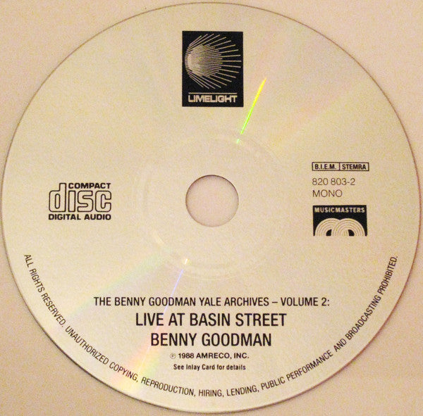 Benny Goodman : The Benny Goodman Yale Archives Vol.2: Live At Basin Street (CD, Mono)