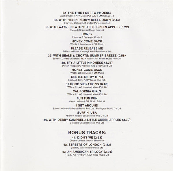 Glen Campbell : Through The Years Live (DVD-V, PAL + CD, Comp)