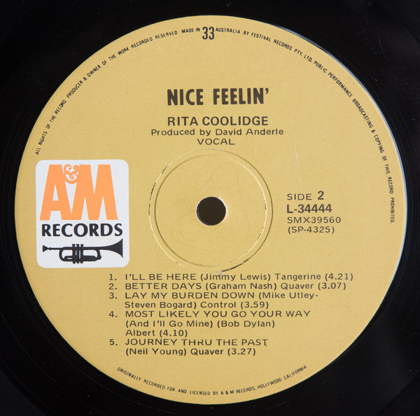 Rita Coolidge : Nice Feelin' (LP, Album, Gat)