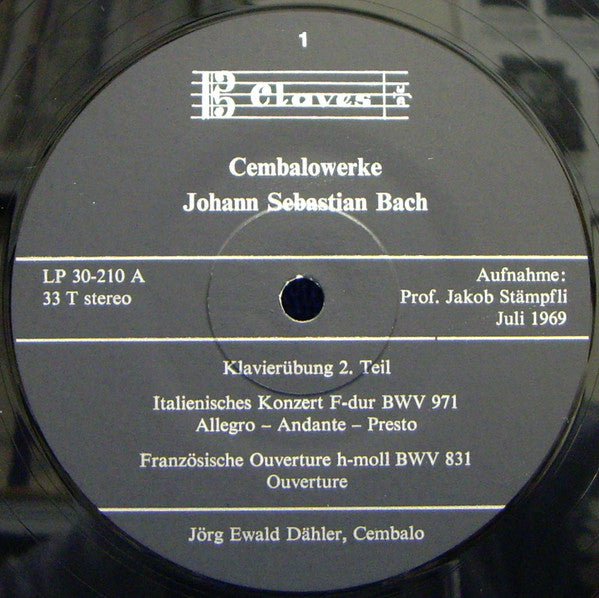 Johann Sebastian Bach, Jörg Ewald Dähler : Clavierübung 2. Teil / Italienisches Konzert BWV 971 / Französische Ouverture BWV 831 (LP, Gat)