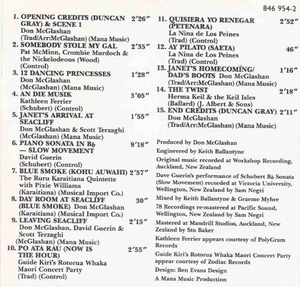 Don McGlashan : An Angel At My Table (Music From The Original Motion Picture Soundtrack) (CD, Album)