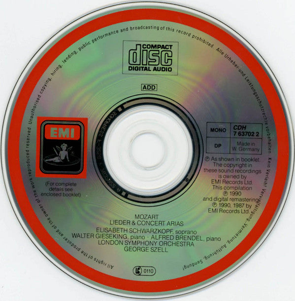 Mozart*, Elisabeth Schwarzkopf, Walter Gieseking, London Symphony Orchestra, George Szell • Alfred Brendel : Lieder, Konzertarien = Airs De Concert = Concert Arias (CD, Comp, Mono, RM)