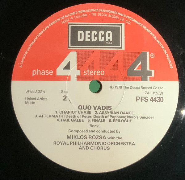 Miklos Rozsa* Conducting The Royal Philharmonic Orchestra* And Chorus* : Quo Vadis (LP, Album)