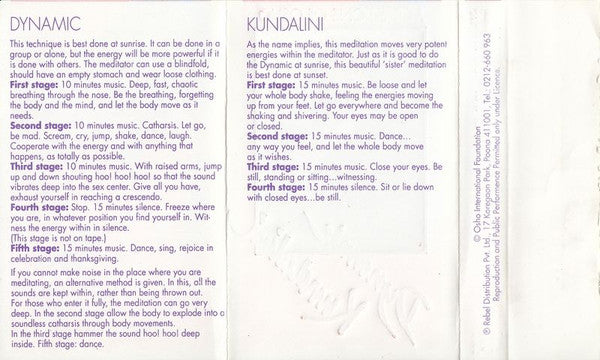 Meditations Of Osho* : Dynamic ● Kundalini (Cass)