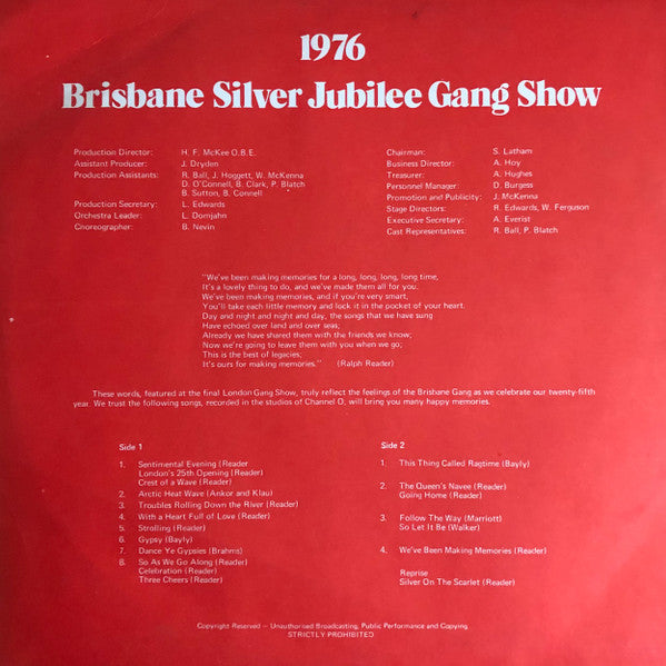 Cast Of Brisbane Gang Show : Brisbane 25 Years Silver Jubilee Year 1976 (LP, Album)