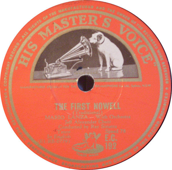 Mario Lanza : Silent Night, Holy Night / The First Nowell (Shellac, 10")