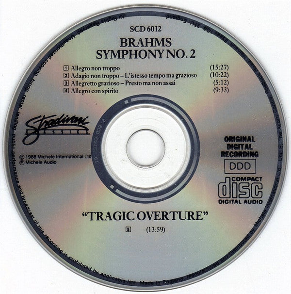 Brahms*, Libor Pesek*, Slovak Philharmonic Orchestra : Symphony No. 2 In D-major, Op. 73/Tragic Overture (CD, Album)