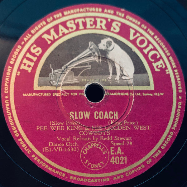 Pee Wee King And His Golden West Cowboys : The Strange Little Girl / Slow Coach (Shellac, 10")
