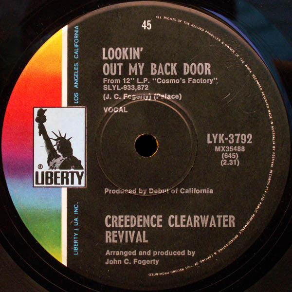 Creedence Clearwater Revival : Long As I Can See The Light / Lookin' Out My Back Door (7", Single, Mono)