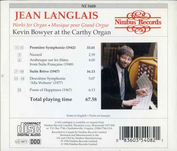 Kevin Bowyer, Jean Langlais : Works For Organ (CD)
