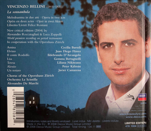 Vincenzo Bellini - Cecilia Bartoli · Juan Diego Florez · Ildebrando D'Arcangelo · Orchestra La Scintilla · Alessandro De Marchi : La Sonnambula (2xCD, Album, Ltd)