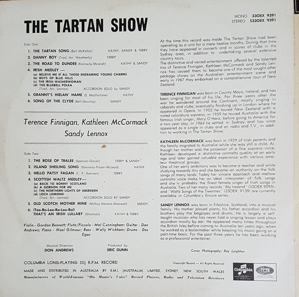 Terence Finnigan, Kathleen McCormack, Sandy Lennox : The Tartan Show - Songs Of Scotland & Ireland (LP, Album)