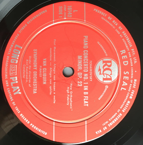 Pyotr Ilyich Tchaikovsky, Van Cliburn, Kiril Kondrashin, RCA Victor Symphony Orchestra : Piano Concerto No.1 In B-Flat Minor, Op. 23 (LP, Mono)