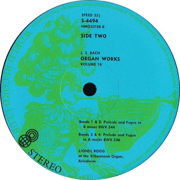 Johann Sebastian Bach / Lionel Rogg : Organ Works Vol. 18 (LP, Album, Club, RE)