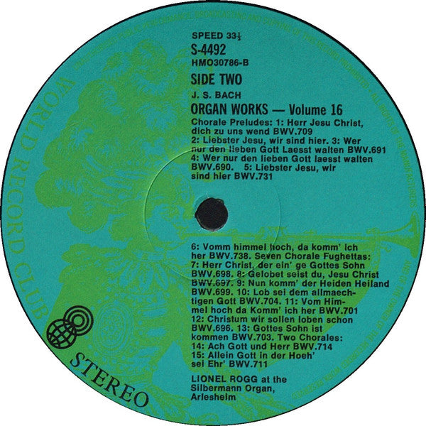Johann Sebastian Bach / Lionel Rogg : Organ Works Vol. 16 (LP, Album, Club, RE)